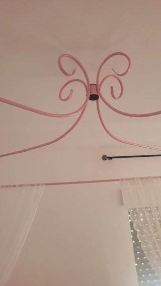 Estructura cama con dosel rosa 160x200