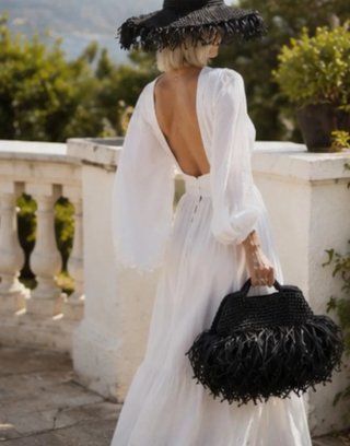 Conjunto sombrero y bolso de playa negro