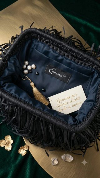 Conjunto sombrero y bolso de playa negro