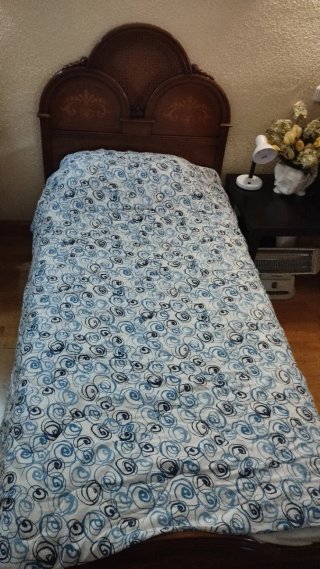 Cama individual con cabecero y piecero de madera