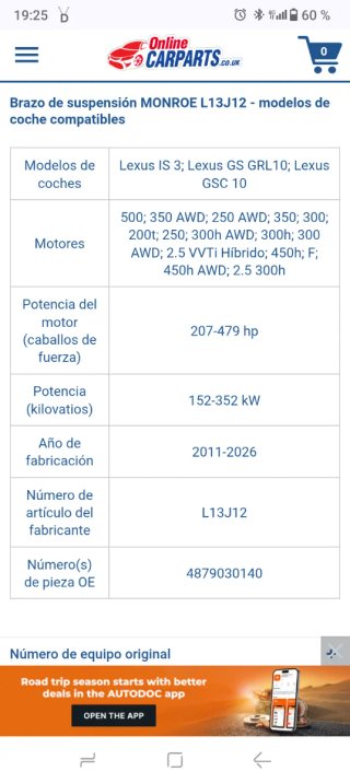 Brazo Suspensión Lexus Monroe L13J12