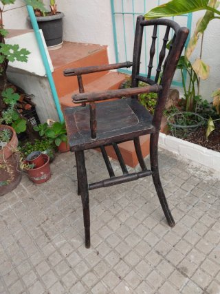 Silla Trona Bebé Madera Antigua