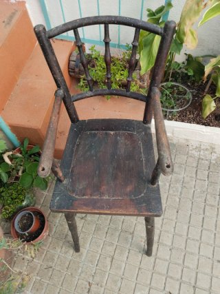 Silla Trona Bebé Madera Antigua
