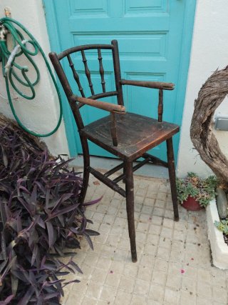Silla Trona Bebé Madera Antigua