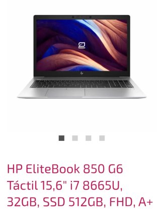 HP EliteBook 850 G6 Táctil 15,6 i7 32GB SSD 512GB