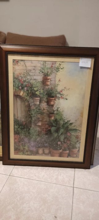 Cuadro de flores y macetas