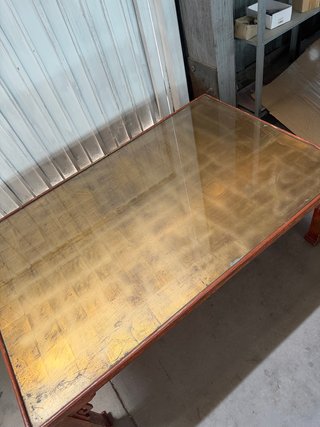 Mesa Centro China Antigua Madera y Cristal