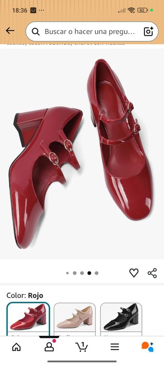 Zapatos de tacón cuadrado rojos mujer, talla 39