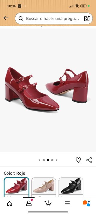 Zapatos de tacón cuadrado rojos mujer, talla 39