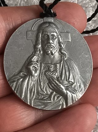 ANTIGUA MEDALLA RELIGIOSA SAGRADO CORAZÓN AÑO 1906