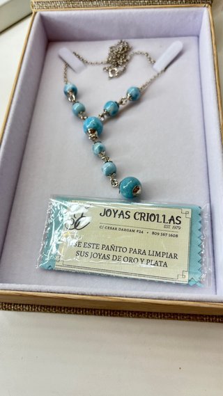Collar Plata y Larimar Auténtico Joyas Criollas