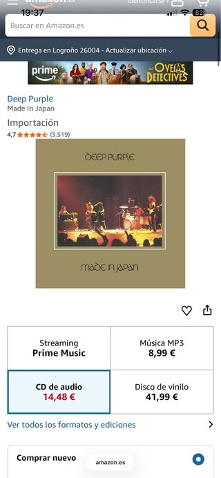 CD de Deep Purple “Made in Japan”.