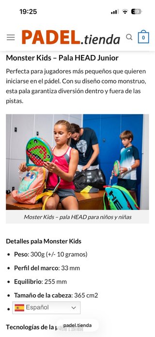 Pala de pádel infantil Monster.
