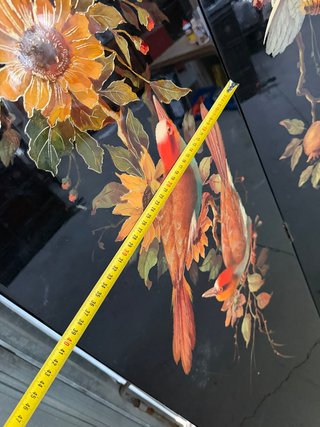Biombo antiguo lacado pintado