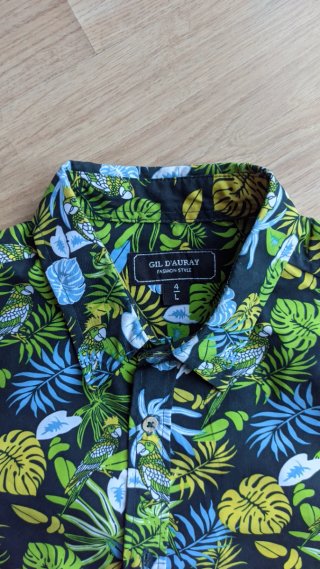 Camisa tropical de manga corta con loros verano