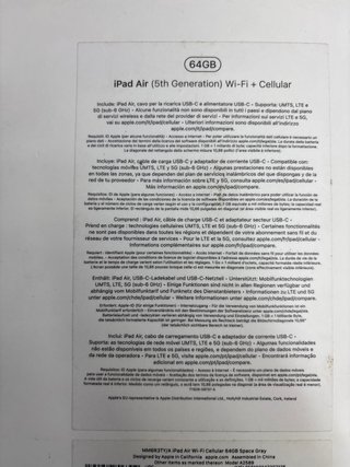 iPad Air 5ª Gen 64GB Wi-Fi + Cellular Plata
