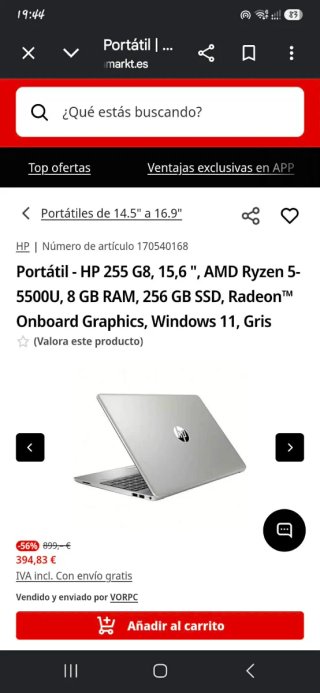 HP 255 G8, 15,6 ",AMD Ryzen 5-5500U,8 GB RAM,256GB
