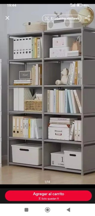 Estantería modular gris y blanca