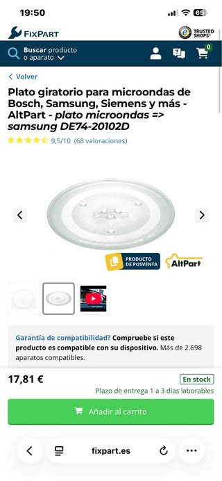 Plato giratorio para microondas