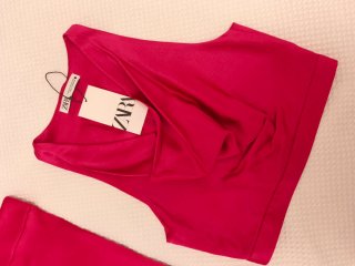 Conjunto Zara Pantalón y Top fucsia Talla XS