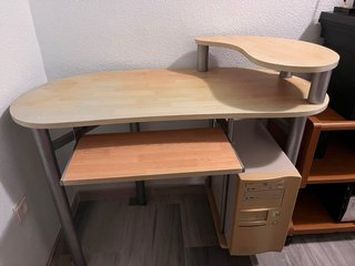 Mesa Ordenador 3 Niveles Madera y Metal