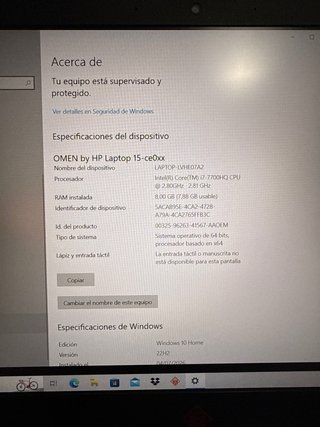 Omen HP Laptop 15-ce0xx Negro/Rojo