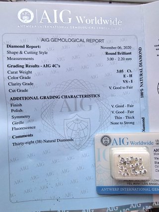 Diamantes Certificados AIG Selados