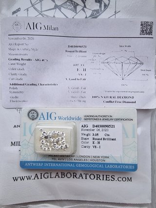 Diamantes Certificados AIG Selados
