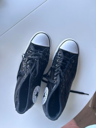 Zapatillas Converse Lentejuelas Negras y Plateadas