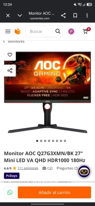 Monitor AOC 27 Mini LED 180Hz