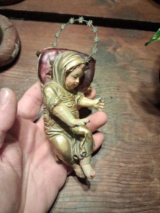 Niño Jesús Plomo Yeso Policromado