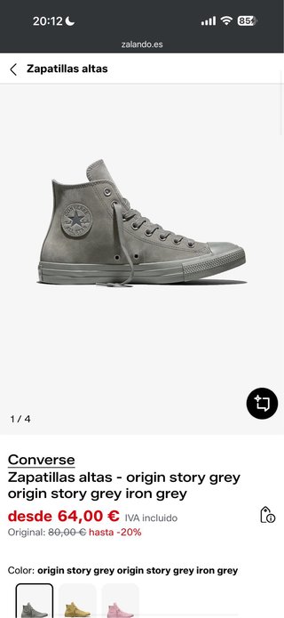 Converse All Star 100% Piel Gris T.41 (19)
