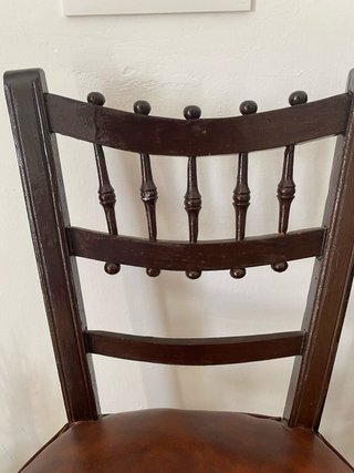 Lote 2 Sillas Antiguas Madera Cuero