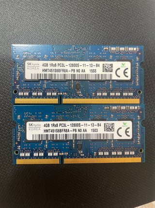 2x SK hynix 4GB DDR3 PC3L 12800S RAM 35€ el pack