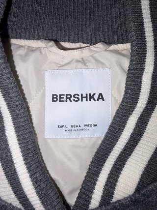 Cazadora Bomber Bershka Gris y Beige