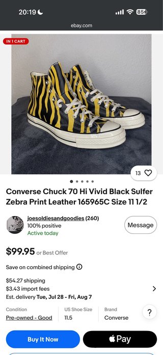Converse All Star 100% Piel Amari/Negro T.41 (19)