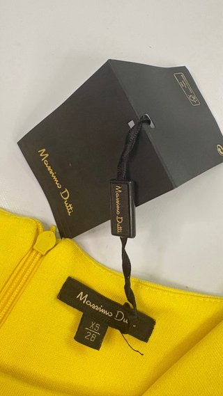 Vestido Massimo Dutti amarillo y marrón