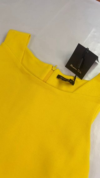 Vestido Massimo Dutti amarillo y marrón