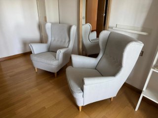 Sillón Orejero Ikea Gris Tela