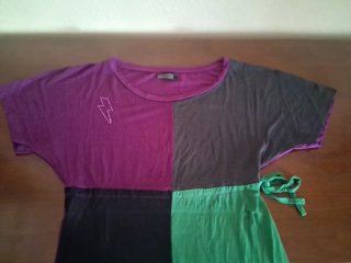 Blusa patchwork con pedrería