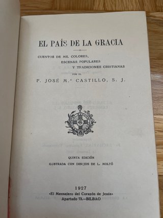 Antiguo libro El paísde la gracia año 1027