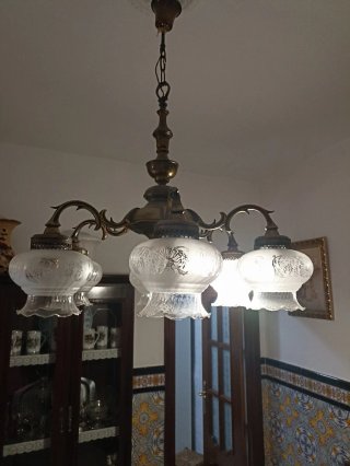 Lámpara de salón cristal y metal