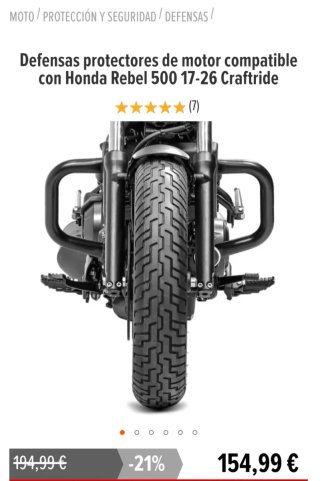Respaldo y Defensas Honda Rebel