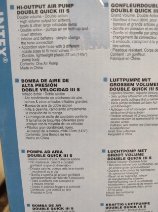 Inflador Intex para colchonetas,piscinas, flotador