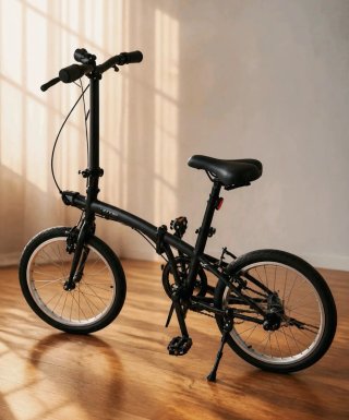 Bicicleta plegable negra Oxylane