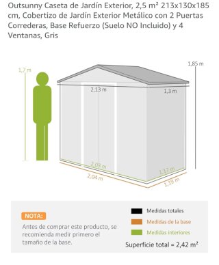 Caseta de jardín metálica marrón y gris