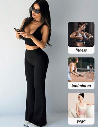 Pantalones Leggings Acampanados Negros