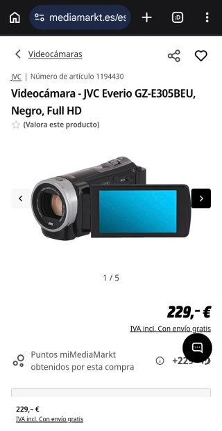 Videocámara HD Everio GZ-E305 Full HD