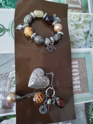 Pulsera y llavero corazón plata