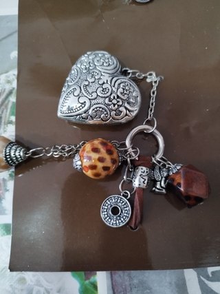 Pulsera y llavero corazón plata